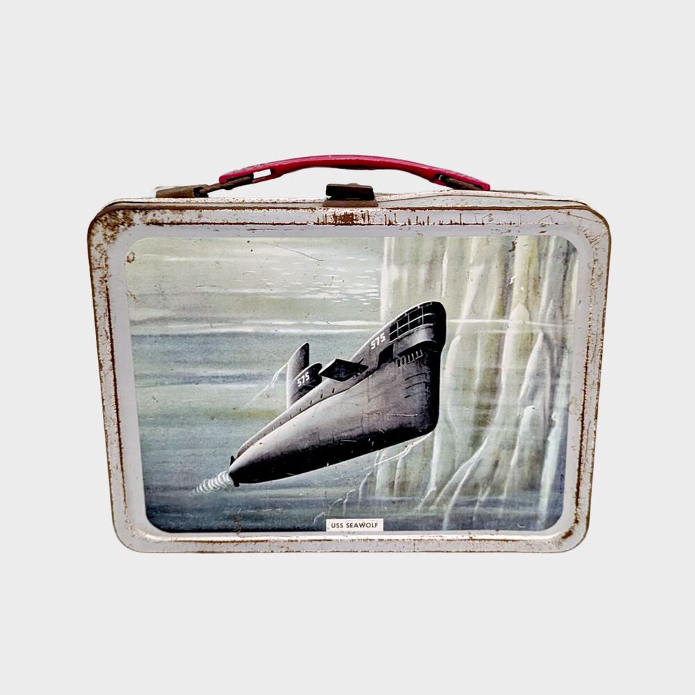 Vintage Thermos Lunchbox 1960 USS Seawolf George Washington Submarine Metal 60s